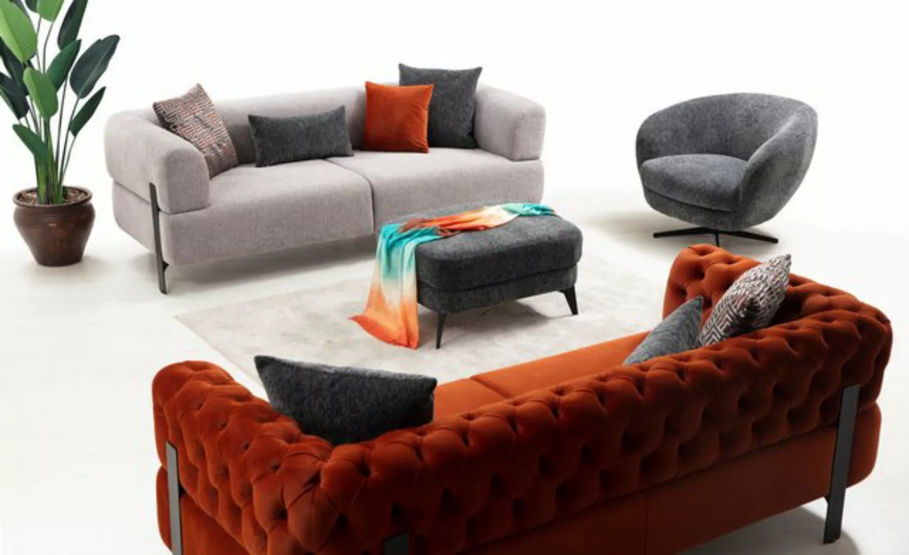 Pointhome Wohnlandschaft Cratos 3-teiliges Sofa Set, Grau-Anthrazit & Bunt günstig online kaufen