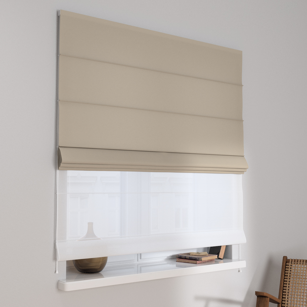 Dekoria Doppelraffrollo Duo, grau-beige, 160 x 170 cm günstig online kaufen