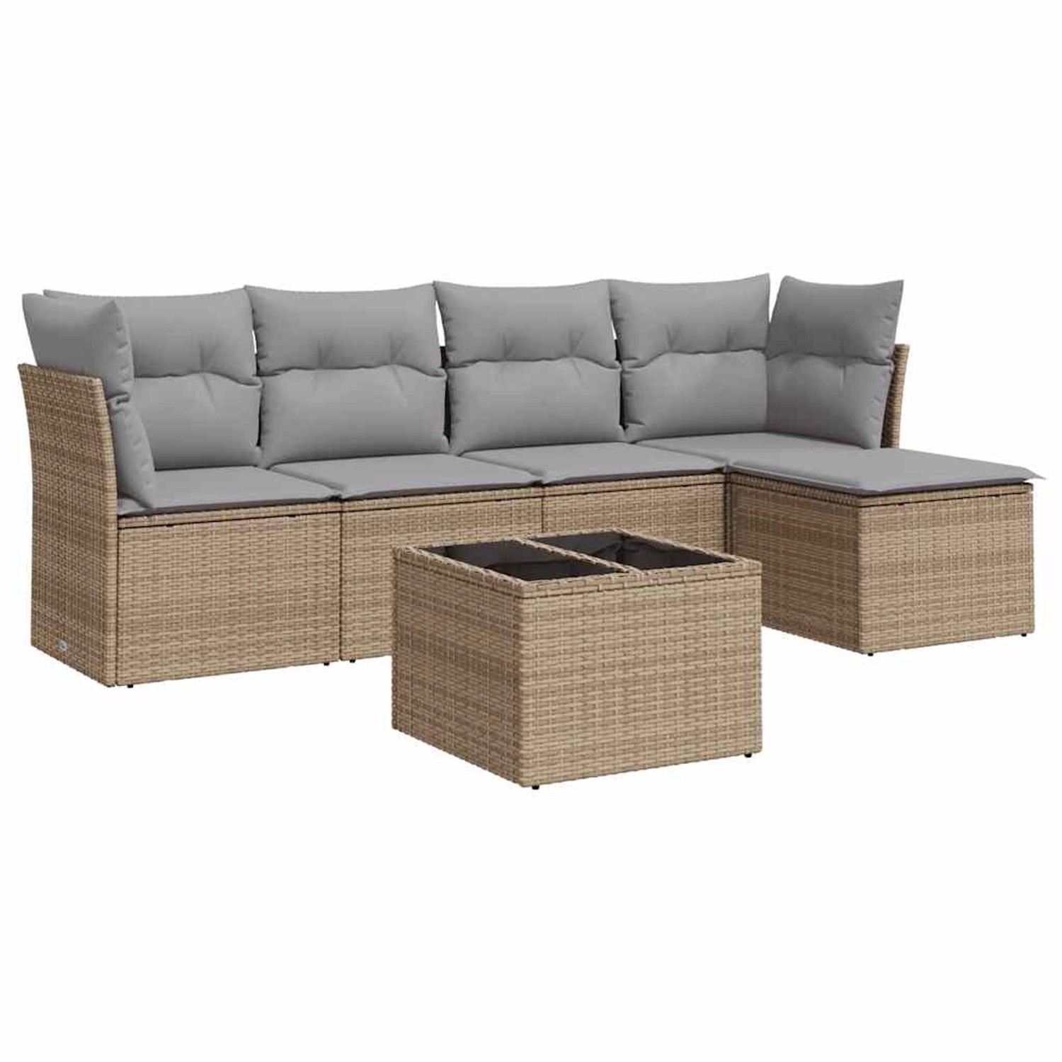 vidaXL 6-Tlg Garten-Sofagarnitur mit Kissen Beige Poly Rattan 3217569 günstig online kaufen