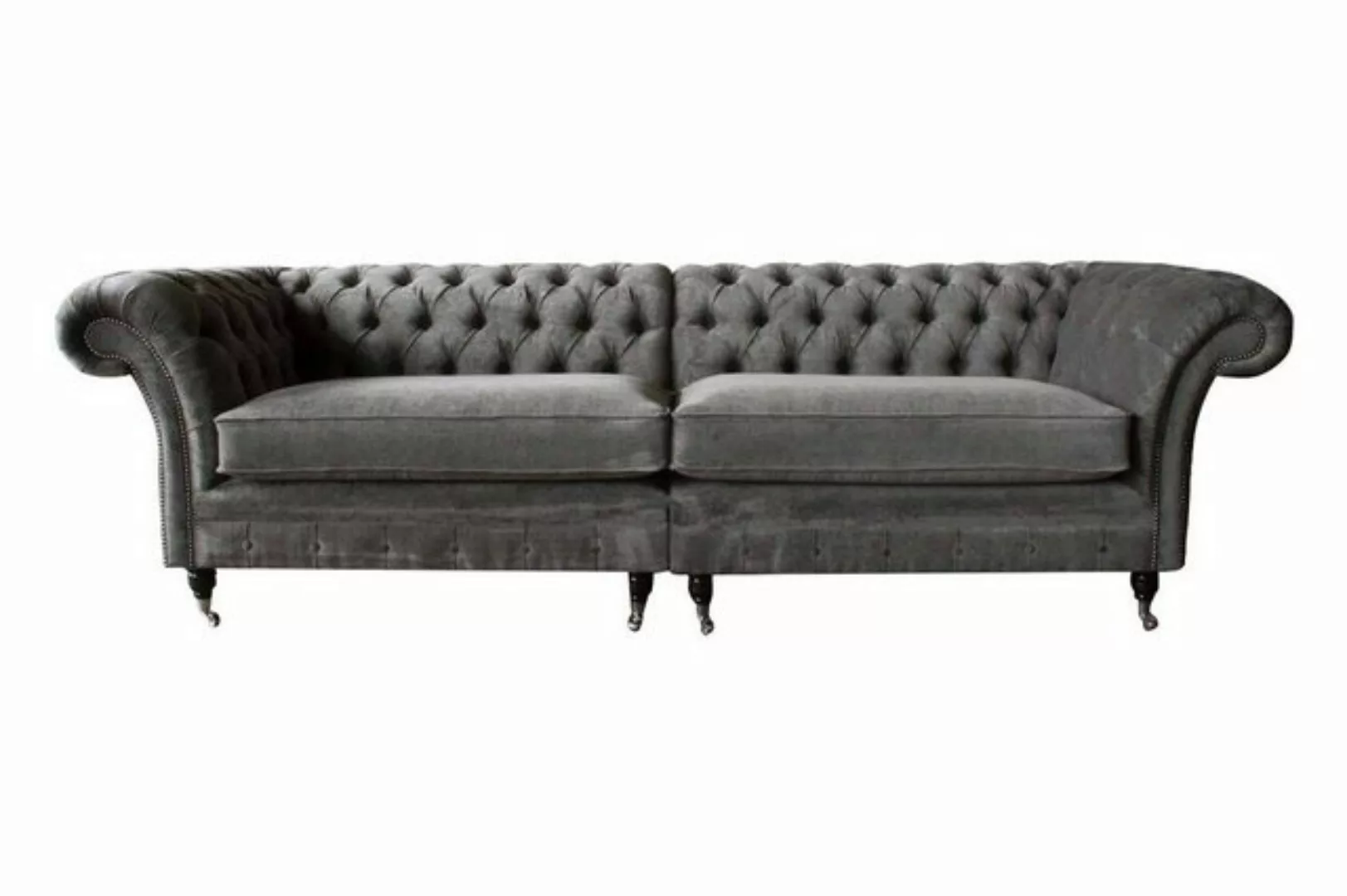 Xlmoebel Sofa Chesterfield Vierplatz-Sofa 4-Sitzer Polstermöbel Grau aus Po günstig online kaufen