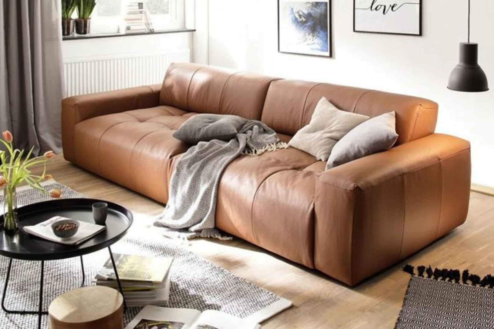 KAWOLA 3-Sitzer PALACE, Big Sofa mit Sitztiefenverstellung Leder versch. Fa günstig online kaufen