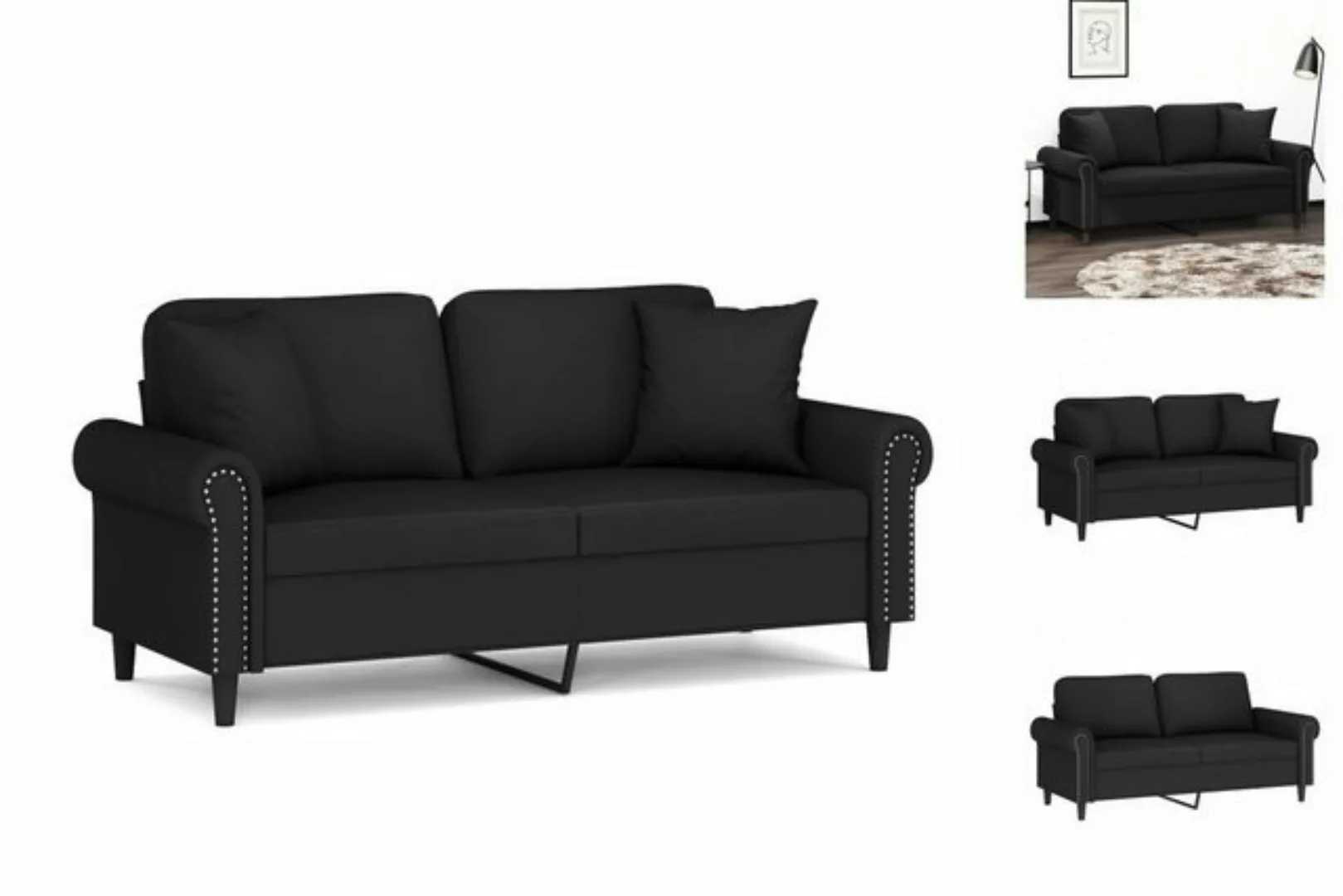 vidaXL Sofa 2-Sitzer-Sofa mit Zierkissen Schwarz 140 cm Samt günstig online kaufen