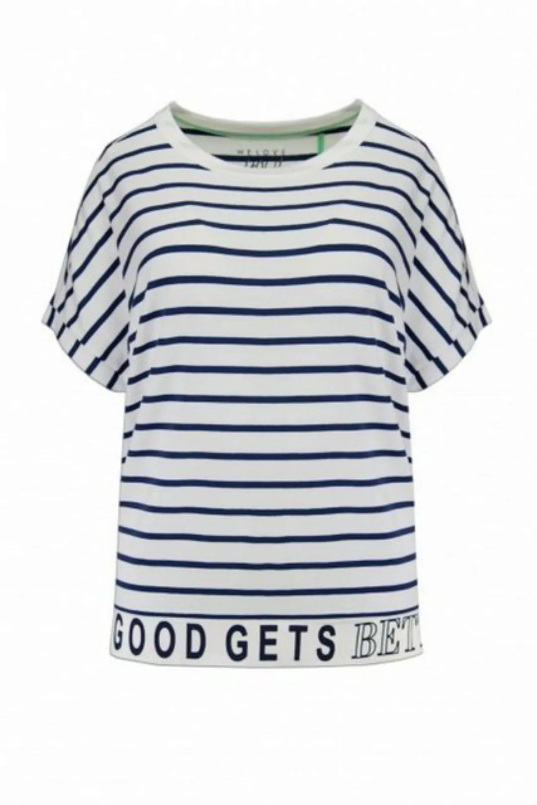 XOX T-Shirt XOX T-Shirt U-Boot Ausschnitt überschnitten, weiß-blau - Fair T günstig online kaufen