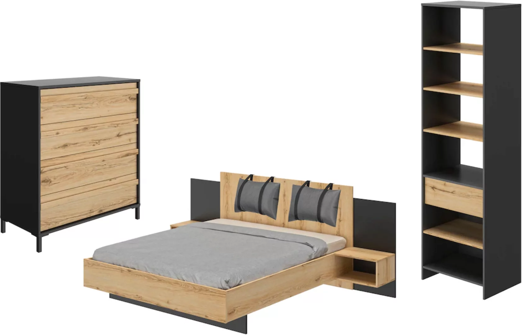 Gami Schlafzimmer-Set "Mimizan", (6 tlg., Bett, 2 Kissen und inkl. 2x Nacht günstig online kaufen