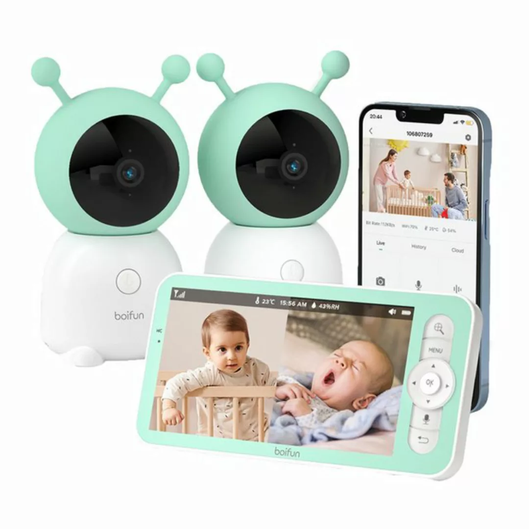 Boifun Babyphone Babyphone mit 2 Kameras 2K/3MP WLAN Video Babyfon mit App günstig online kaufen