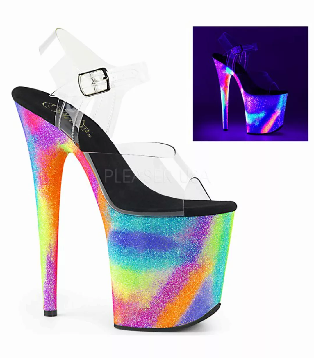 Plateau High Heels FLAMINGO-808GXY - Neon Mehrfarbig (Schuhgröße: EUR 35) günstig online kaufen