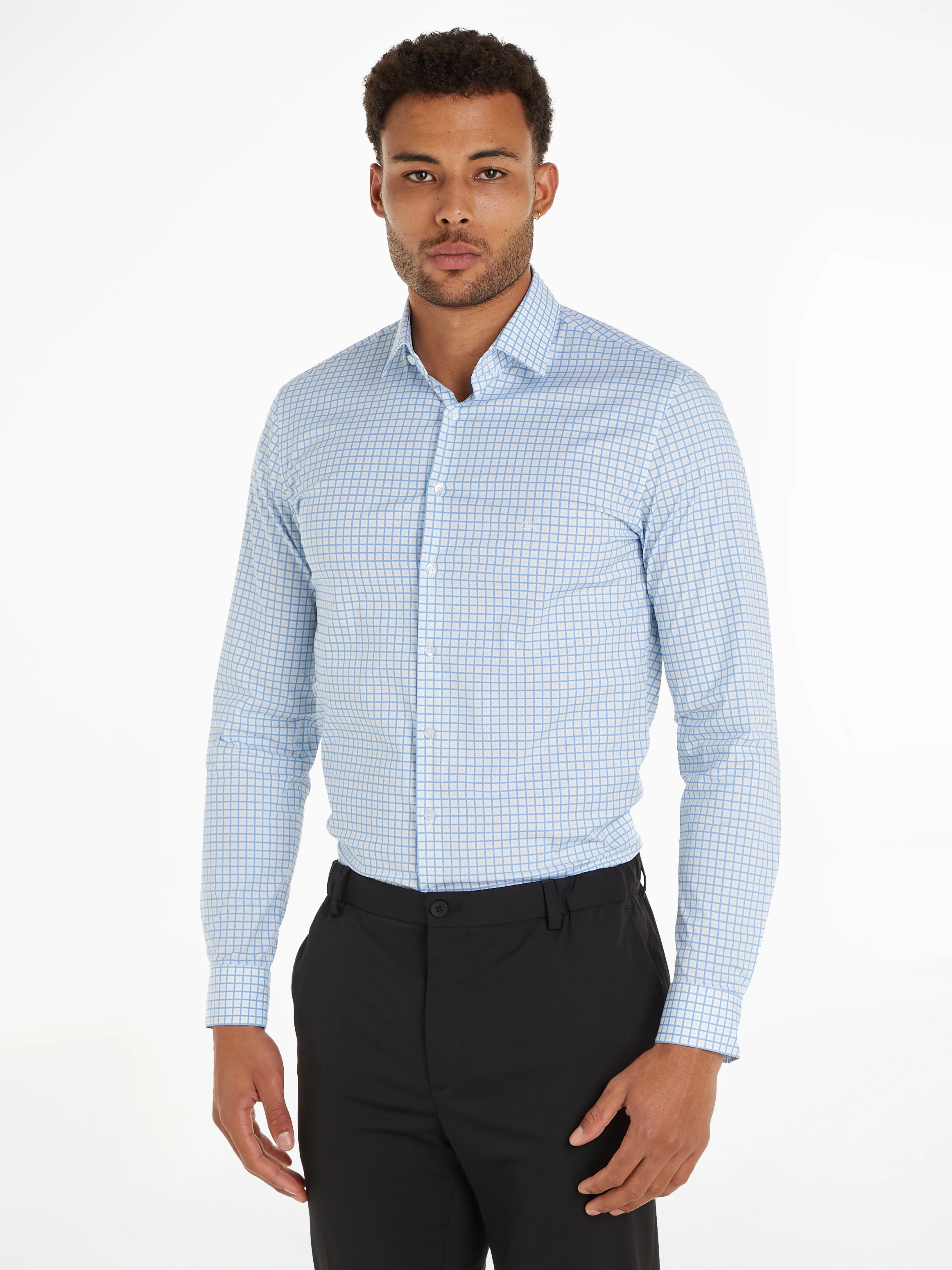 Calvin Klein Langarmhemd "POPLIN CHECK PRINT SLIM SHIRT" günstig online kaufen