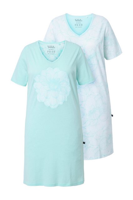 Ulla Popken Bigshirt Bigshirts 2er-Pack Blumen V-Ausschnitt Halbarm günstig online kaufen