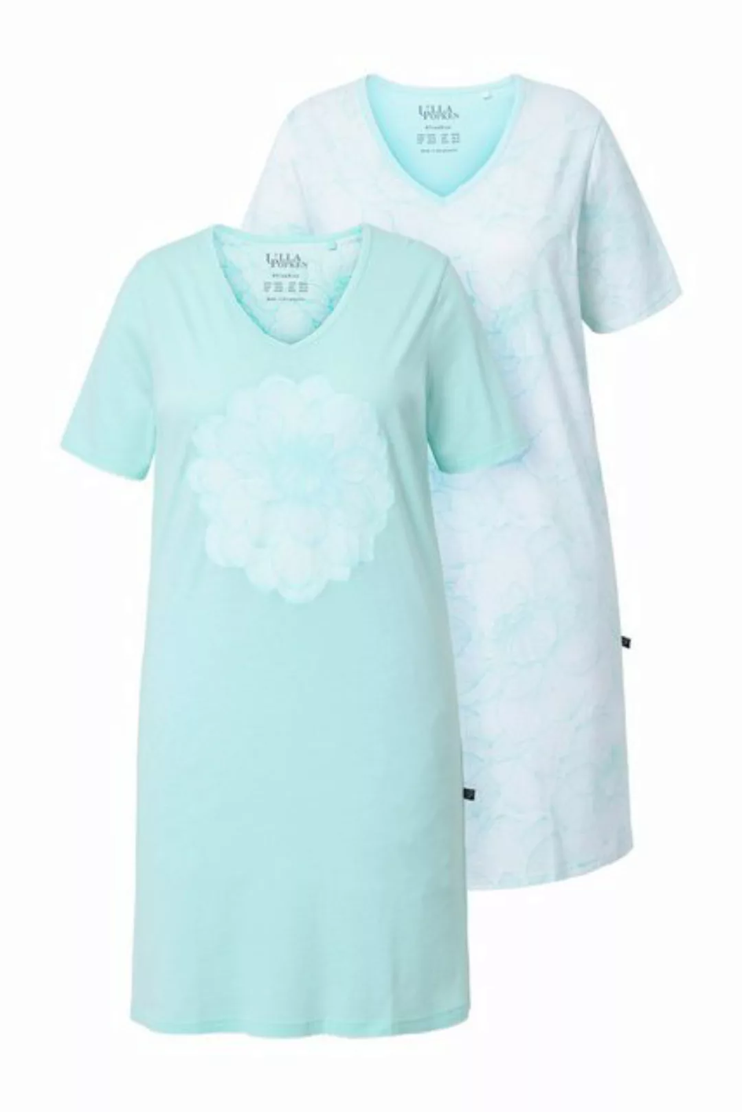 Ulla Popken Bigshirt Bigshirts 2er-Pack Blumen V-Ausschnitt Halbarm günstig online kaufen