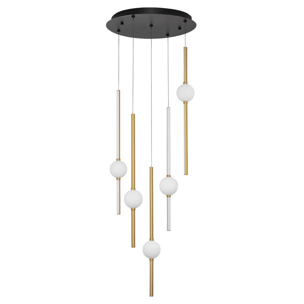 LED Pendelleuchte Acrobat in Gold und Weiß 5x 12W 5589lm günstig online kaufen