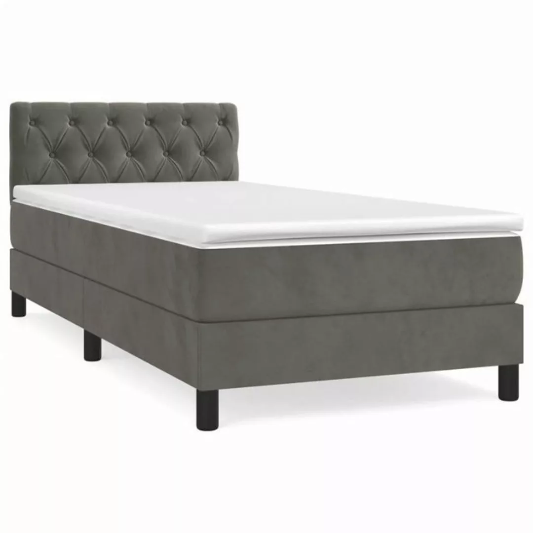 vidaXL Bett Boxspringbett mit Matratze Dunkelgrau 80x200 cm Samt günstig online kaufen