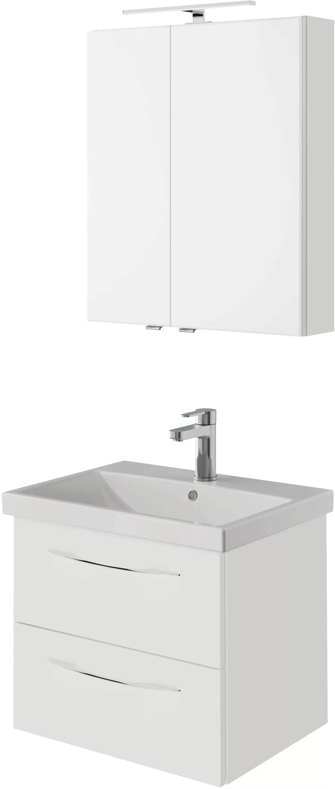 Pelipal Badmöbel-Set Serie 4035 3-teilig in Weiß Glanz mit Spiegelschrank günstig online kaufen