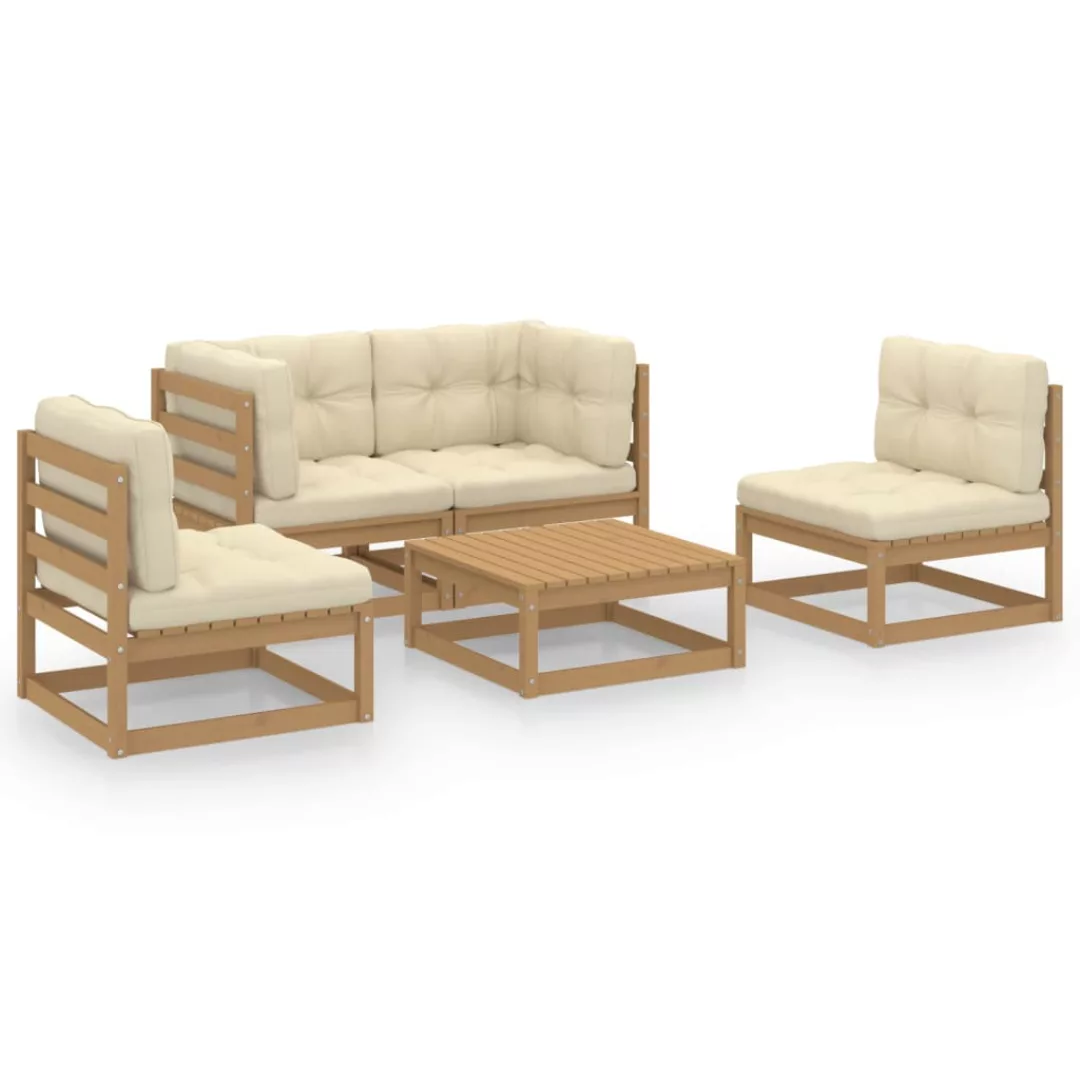 5-tlg. Garten-lounge-set Mit Kissen Kiefer Massivholz günstig online kaufen