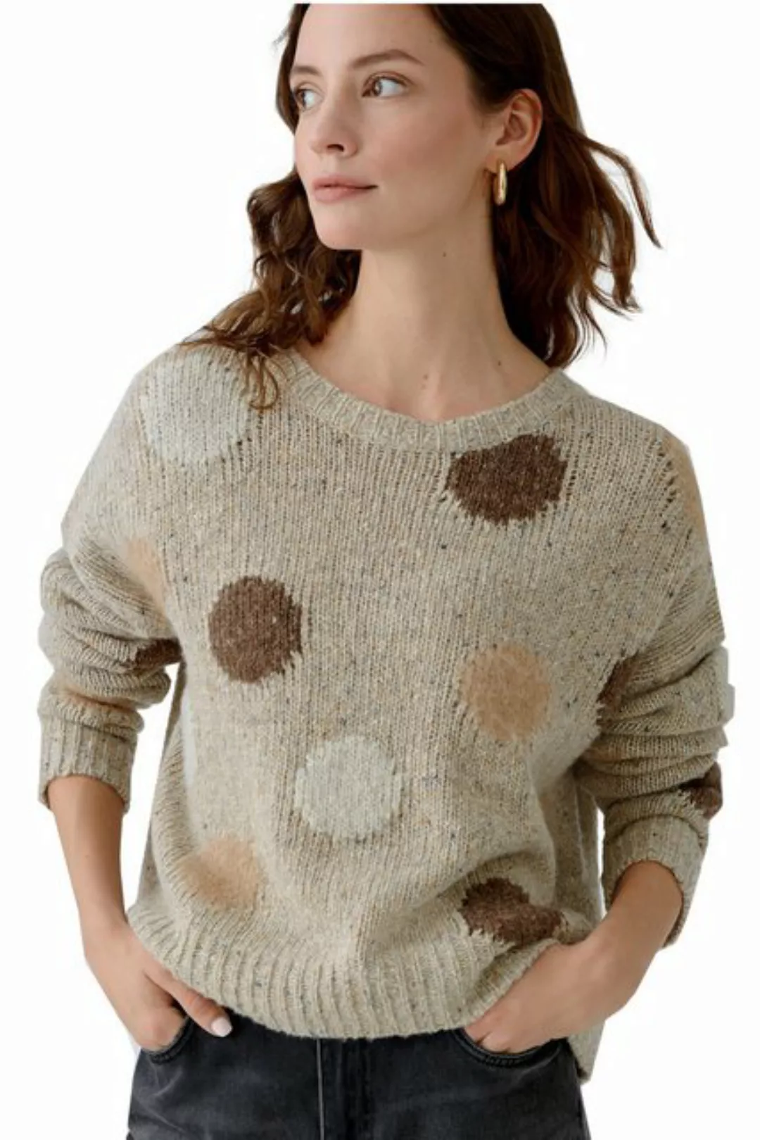 Oui Strickpullover Oui Damen Pullover mit eingestricktem Punktedesign 40 (1 günstig online kaufen