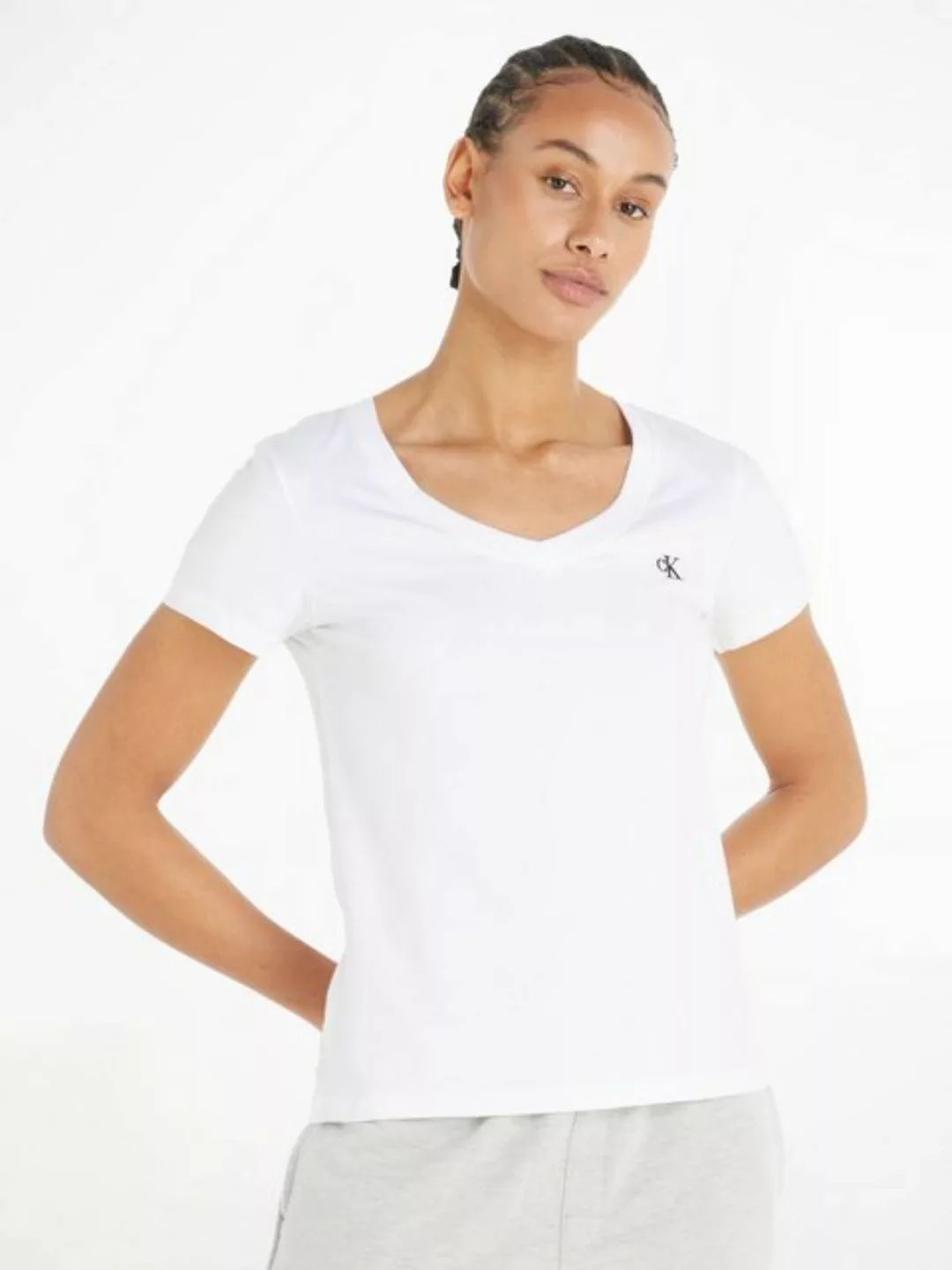 Calvin Klein Jeans V-Shirt CK EMBROIDERY STRETCH V-NECK (1-tlg) mit kleiner günstig online kaufen