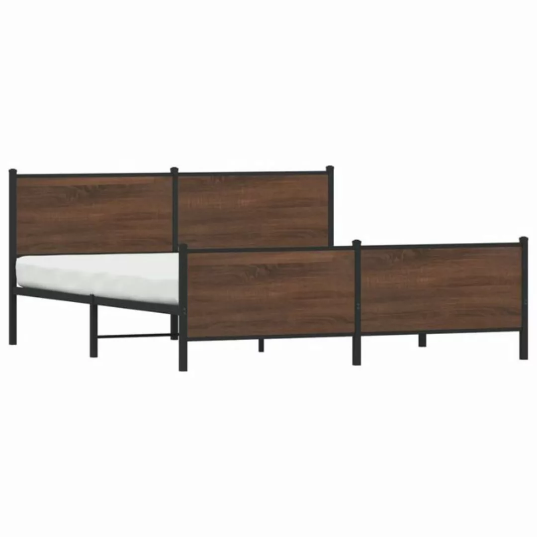 vidaXL Bett Metallbett ohne Matratze Braun Eichen-Optik 193x203 cm günstig online kaufen