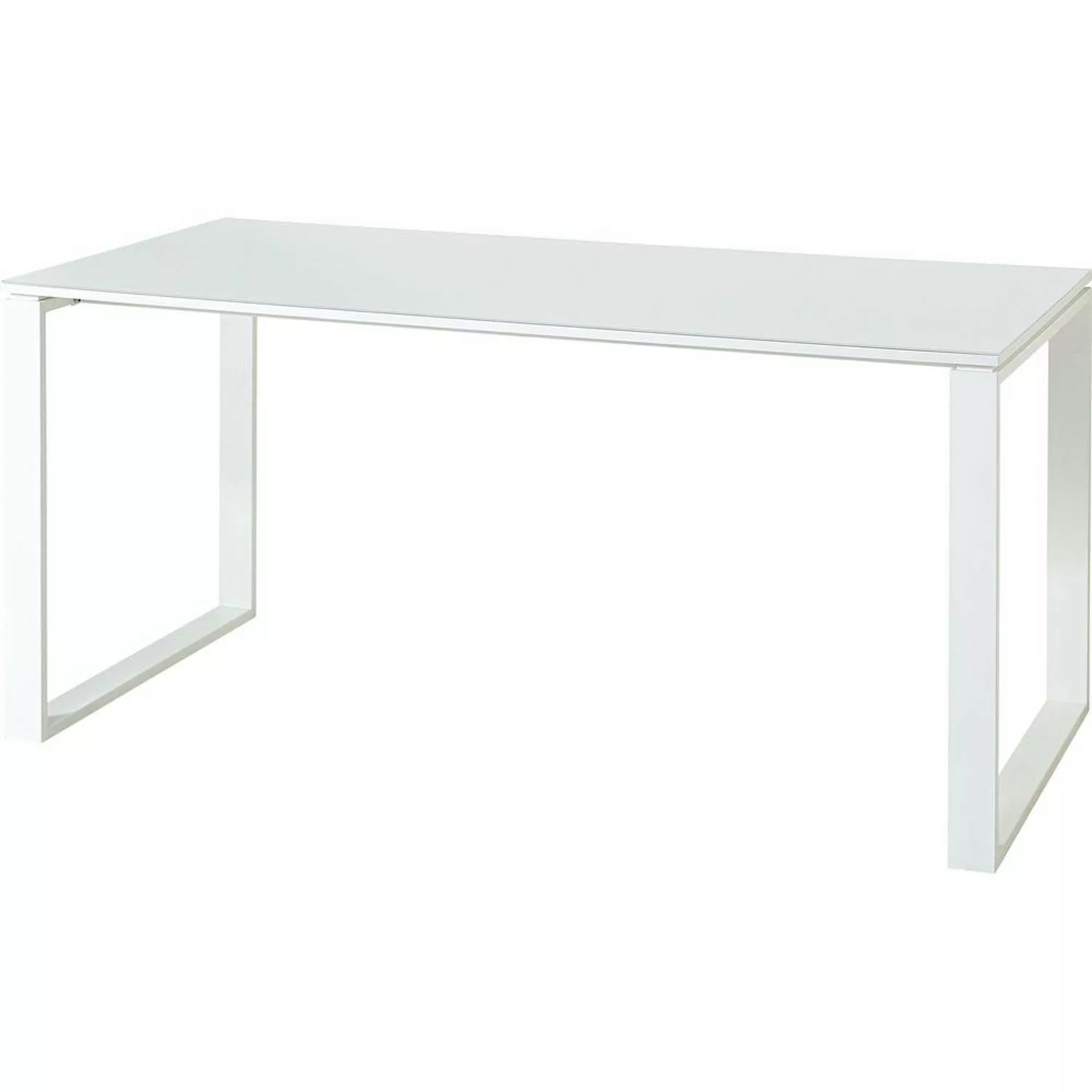 Design Büro Schreibtisch 160cm mit Glas-Platte MONTERO-01 weiß mit Metallge günstig online kaufen