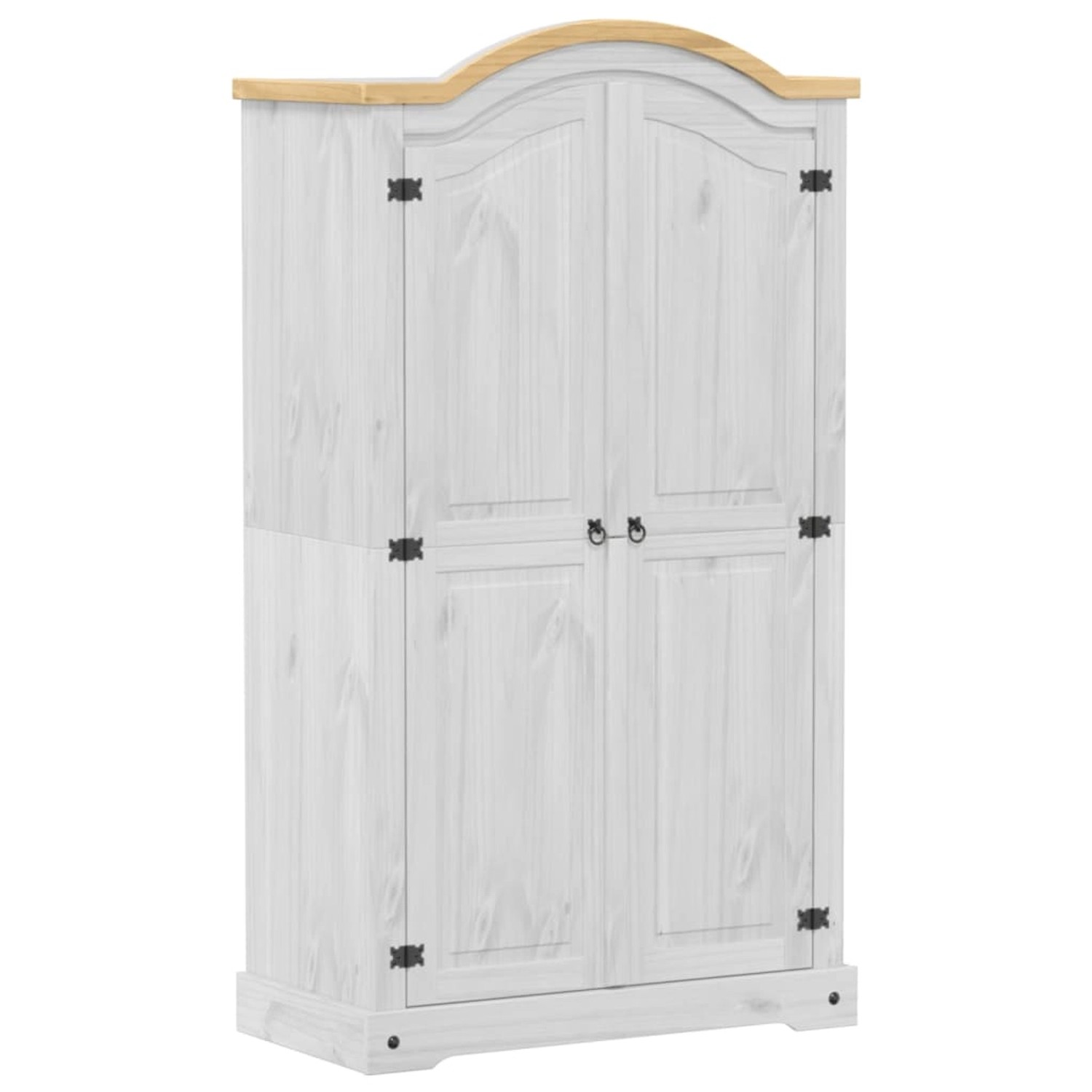vidaXL Kleiderschrank Corona Weiß 102x52x186 cm Massivholz Kiefer Modell 1 günstig online kaufen