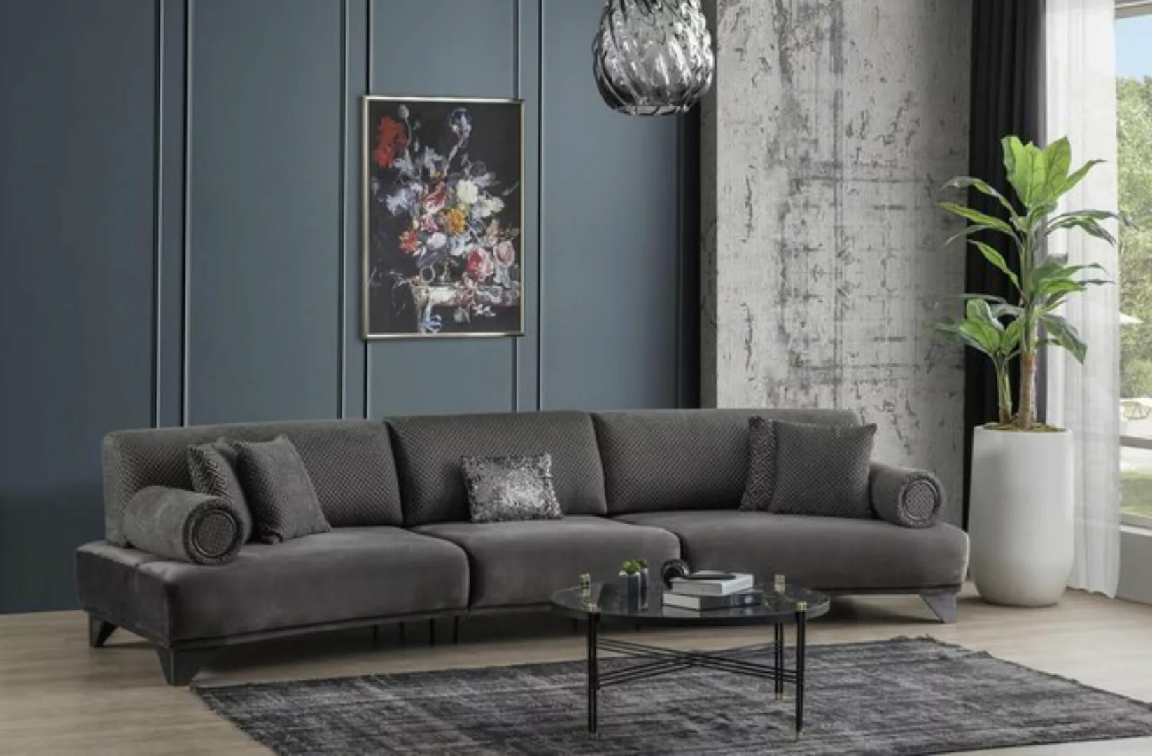 Xlmoebel Big-Sofa Großes Wohnzimmer-Sofa mit 5 Sitzplätzen und Stoff-Polste günstig online kaufen