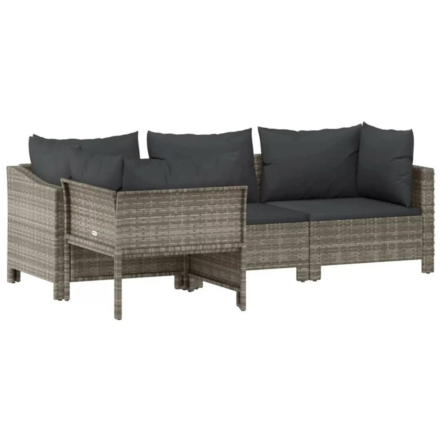 Vidaxl 4-tlg. Garten-lounge-set Mit Kissen Grau Poly Rattan günstig online kaufen