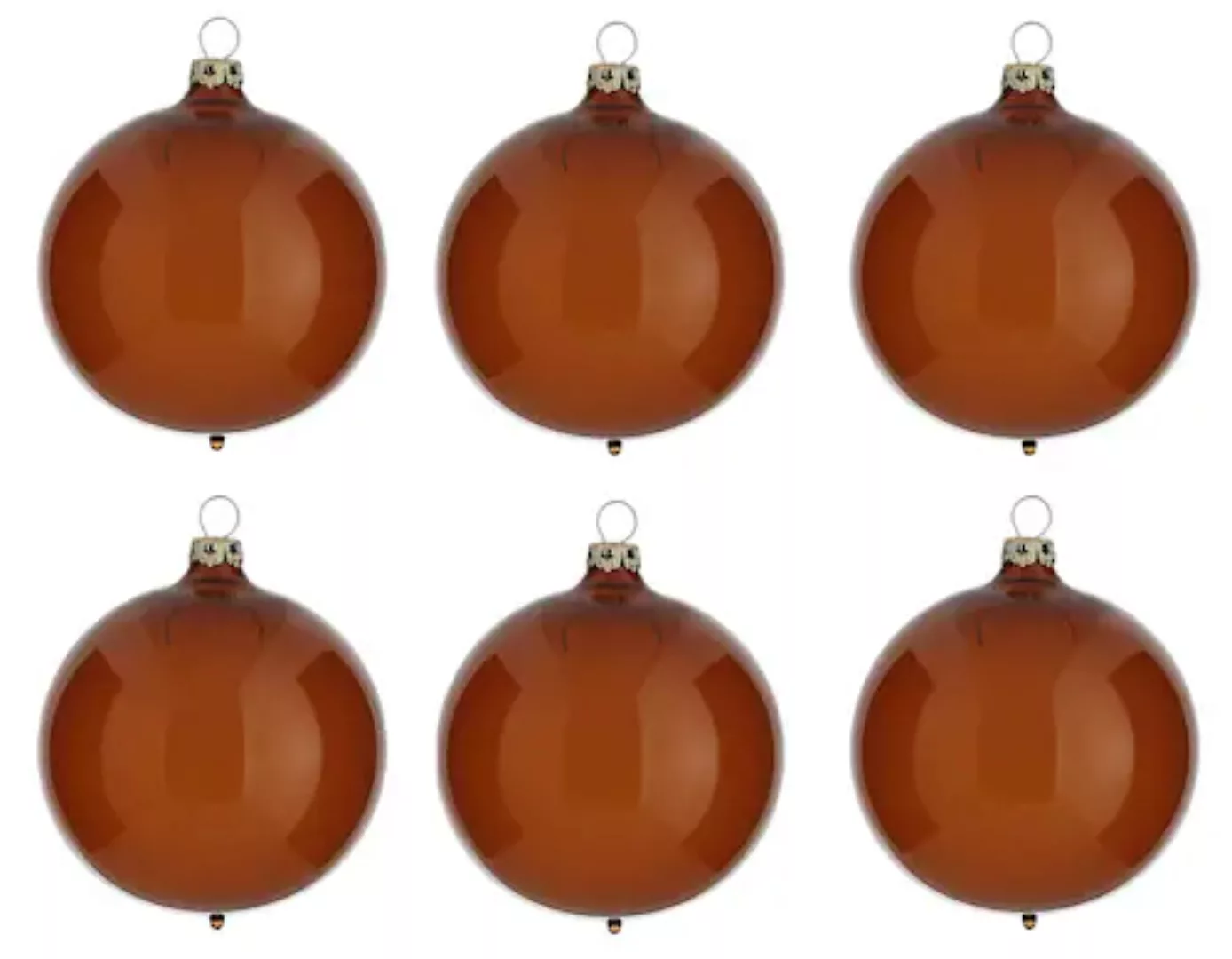Thüringer Glasdesign Weihnachtsbaumkugel »Transparent«, (Set, 6 St.), braun günstig online kaufen