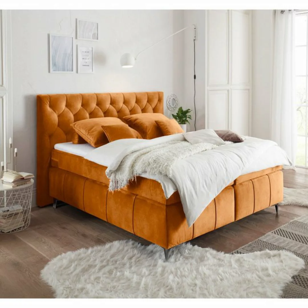 Boxspringbett 180x200 cm PETARE-09 in der modernen Farbe Amber und Härtegra günstig online kaufen