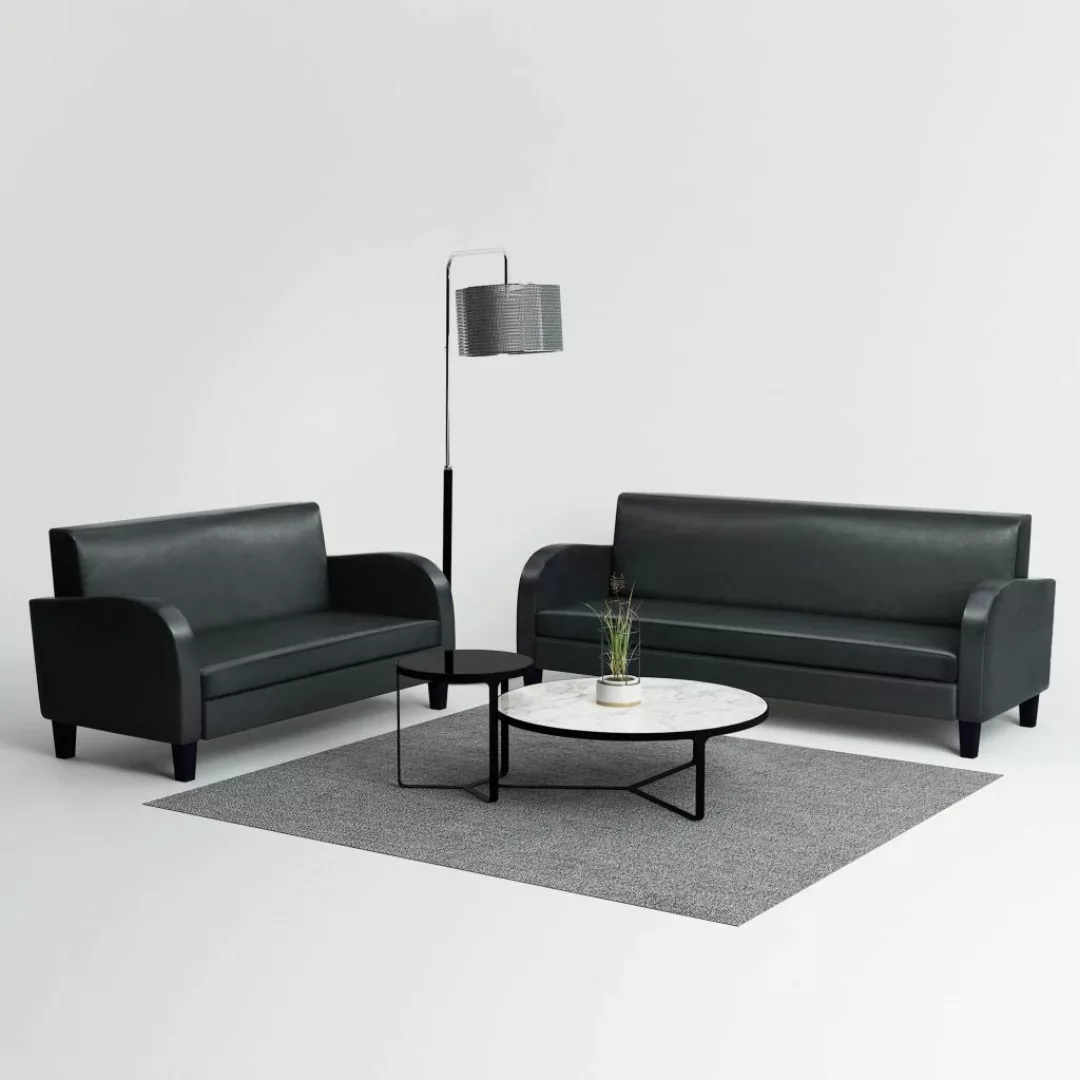 Sofa-set 2-tlg. Kunstleder Schwarz günstig online kaufen