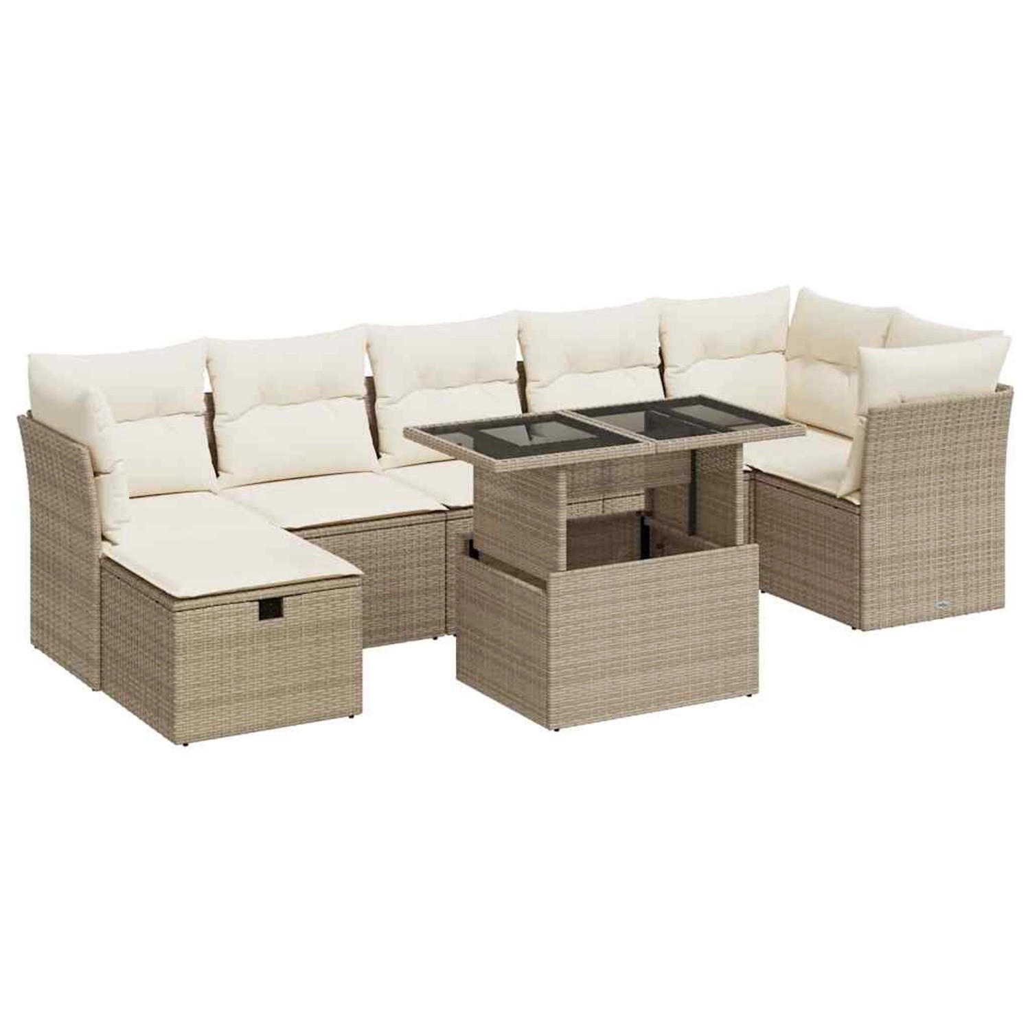 vidaXL 8-Tlg Garten-Sofagarnitur mit Kissen Beige Poly Rattan 3327788 günstig online kaufen