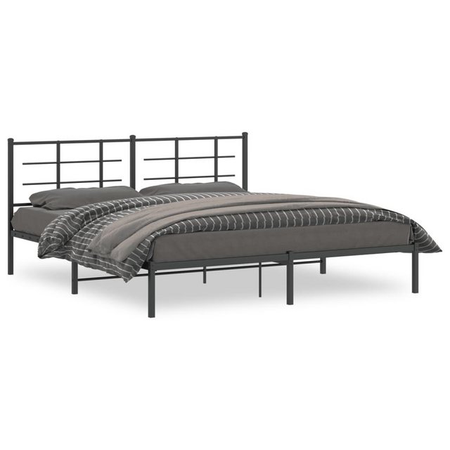 vidaXL Bettgestell, Bettrahmen mit Kopfteil Metall Schwarz 183x213 cm günstig online kaufen