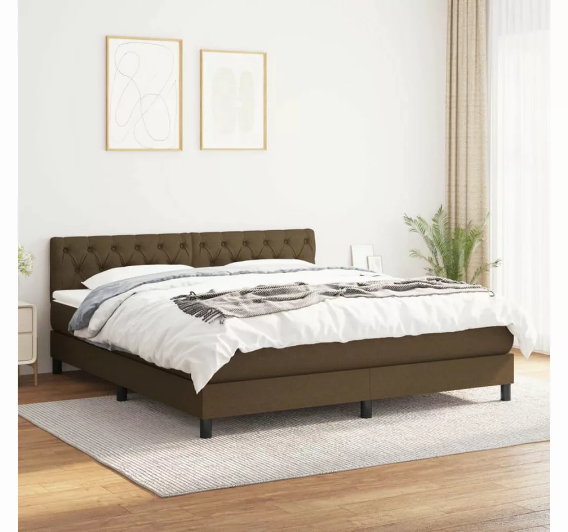 vidaXL Boxspringbett Boxspringbett mit Matratze Dunkelbraun 160x200 cm Stof günstig online kaufen