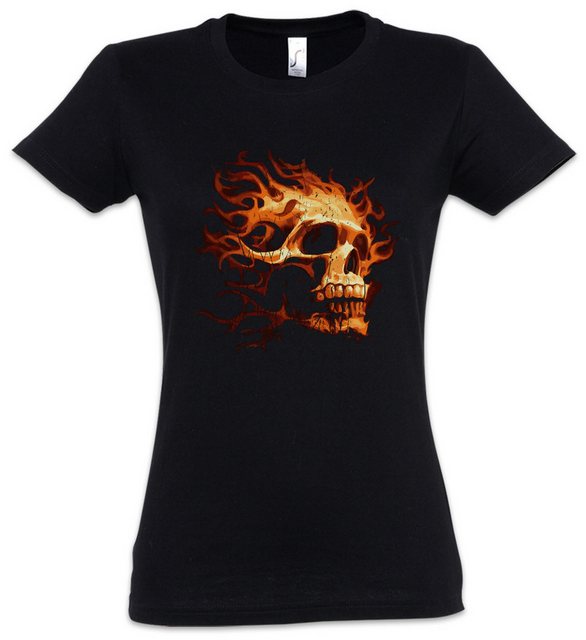 Urban Backwoods Print-Shirt Burning Skull I Damen T-Shirt Tattoo Art Rockab günstig online kaufen