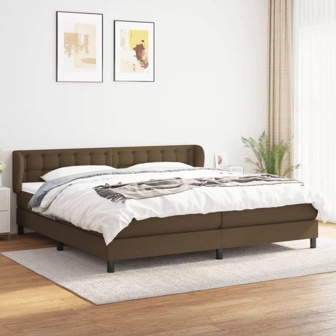 vidaXL Bettgestell Boxspringbett mit Matratze Dunkelbraun 200x200 cm Stoff günstig online kaufen