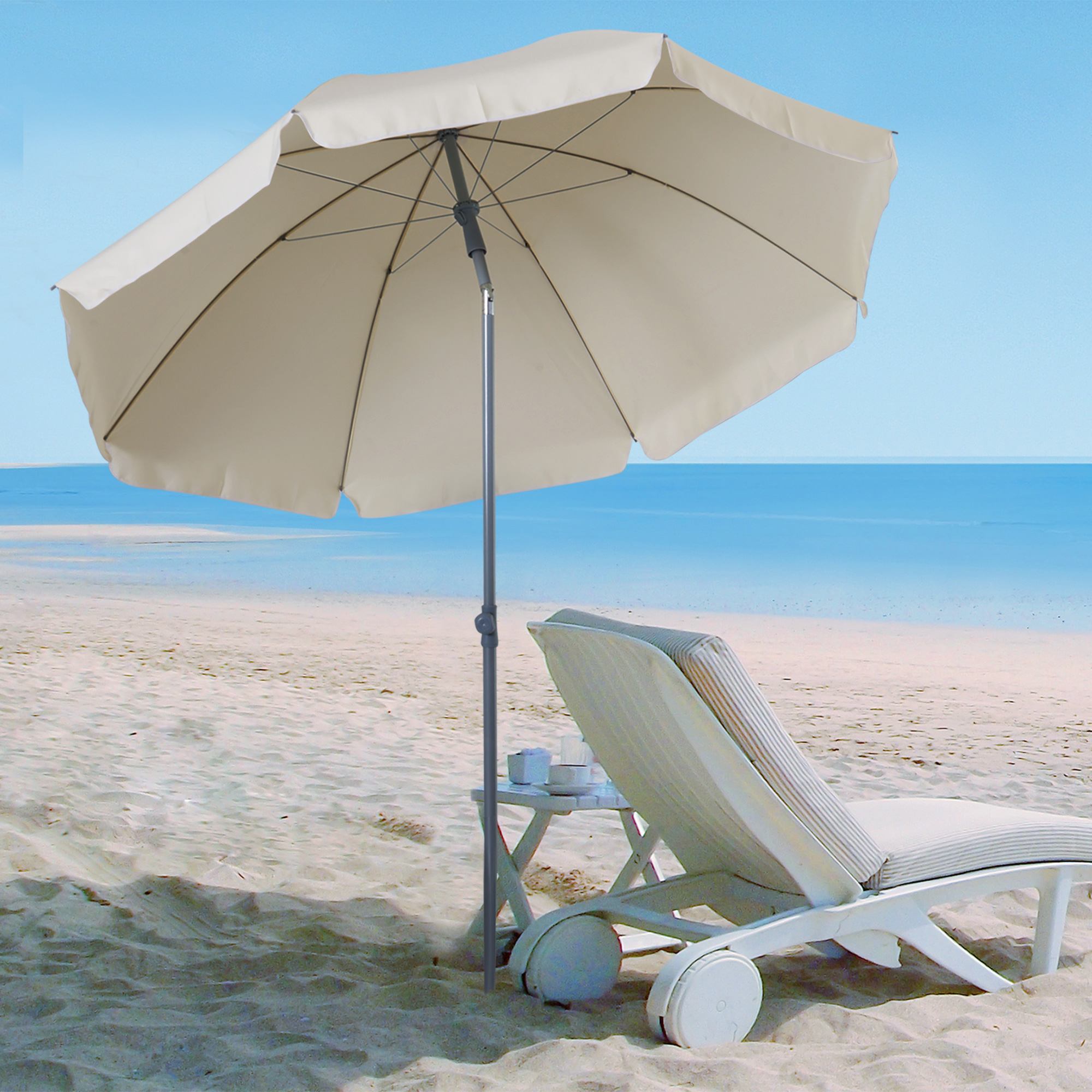 Outsunny Neigbarer Strandsonnenschirm achteckig Garten Ø 2 m Metall Polyest günstig online kaufen