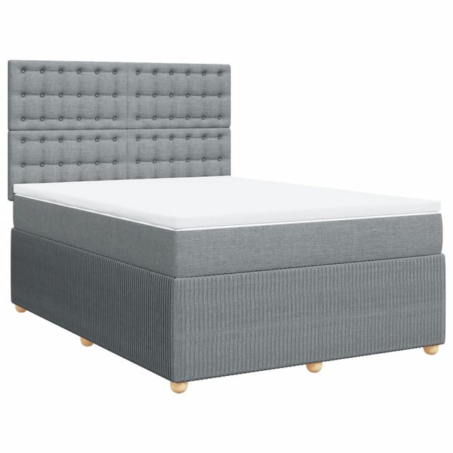 vidaXL Bett Boxspringbett mit Matratze Hellgrau 160x200 cm Stoff günstig online kaufen