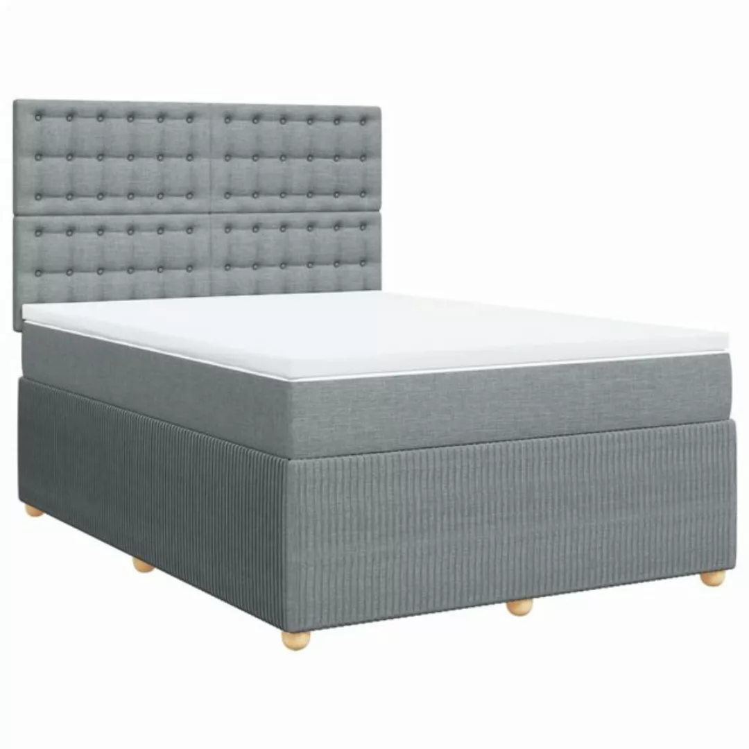 vidaXL Boxspringbett, Boxspringbett mit Matratze Hellgrau 160x200 cm Stoff günstig online kaufen