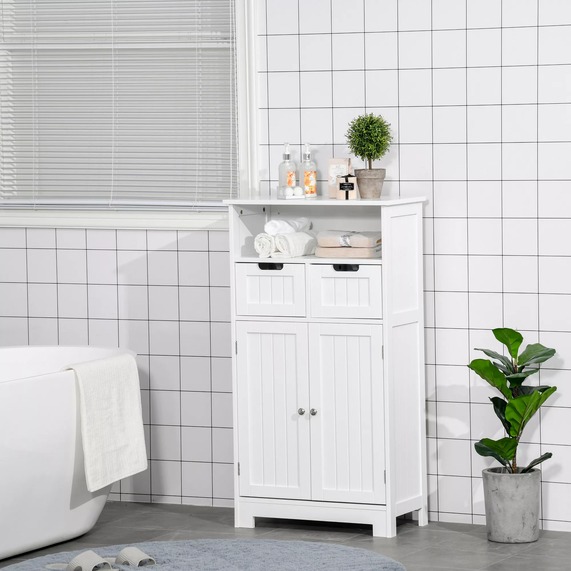 kleankin Badzimmerschrank, Badeschrank, Badkommode mit 2 Schubladen, 1 Türs günstig online kaufen