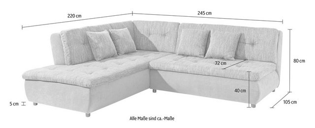 Trends by HG Ecksofa "Pool L-Form", wahlweise mit Bettfunktion, frei im Rau günstig online kaufen