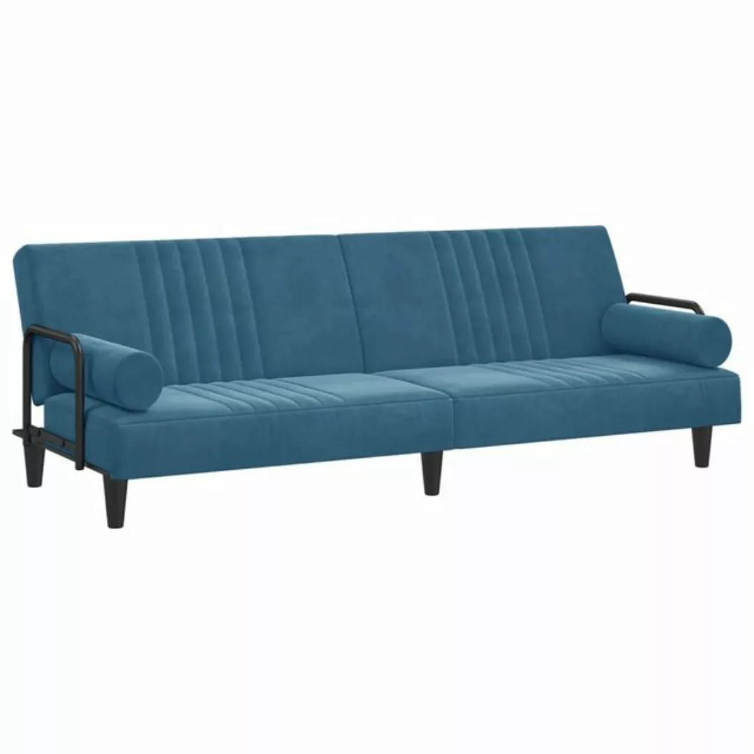 vidaXL Sofa Schlafsofa mit Armlehnen Blau Samt Schlafcouch Couch Sofa günstig online kaufen