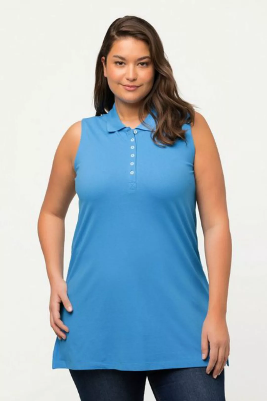 Ulla Popken Poloshirt Polotop Regular Polokragen ärmellos günstig online kaufen