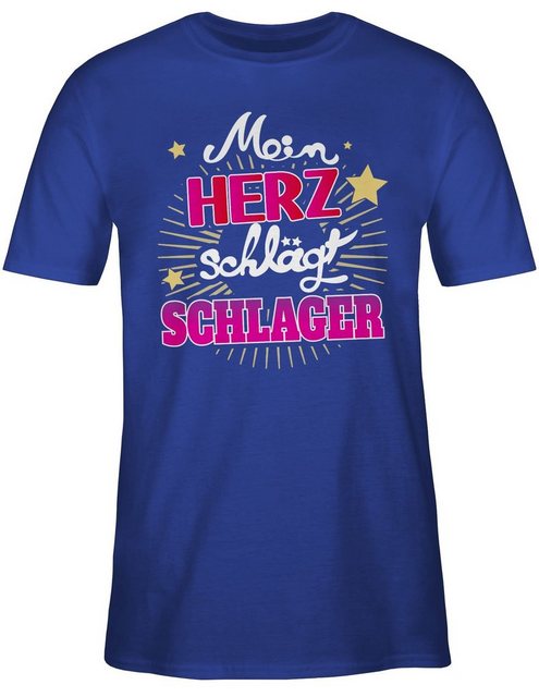 Shirtracer T-Shirt Mein Herz schlägt Schlager Schlager Party Outfit günstig online kaufen