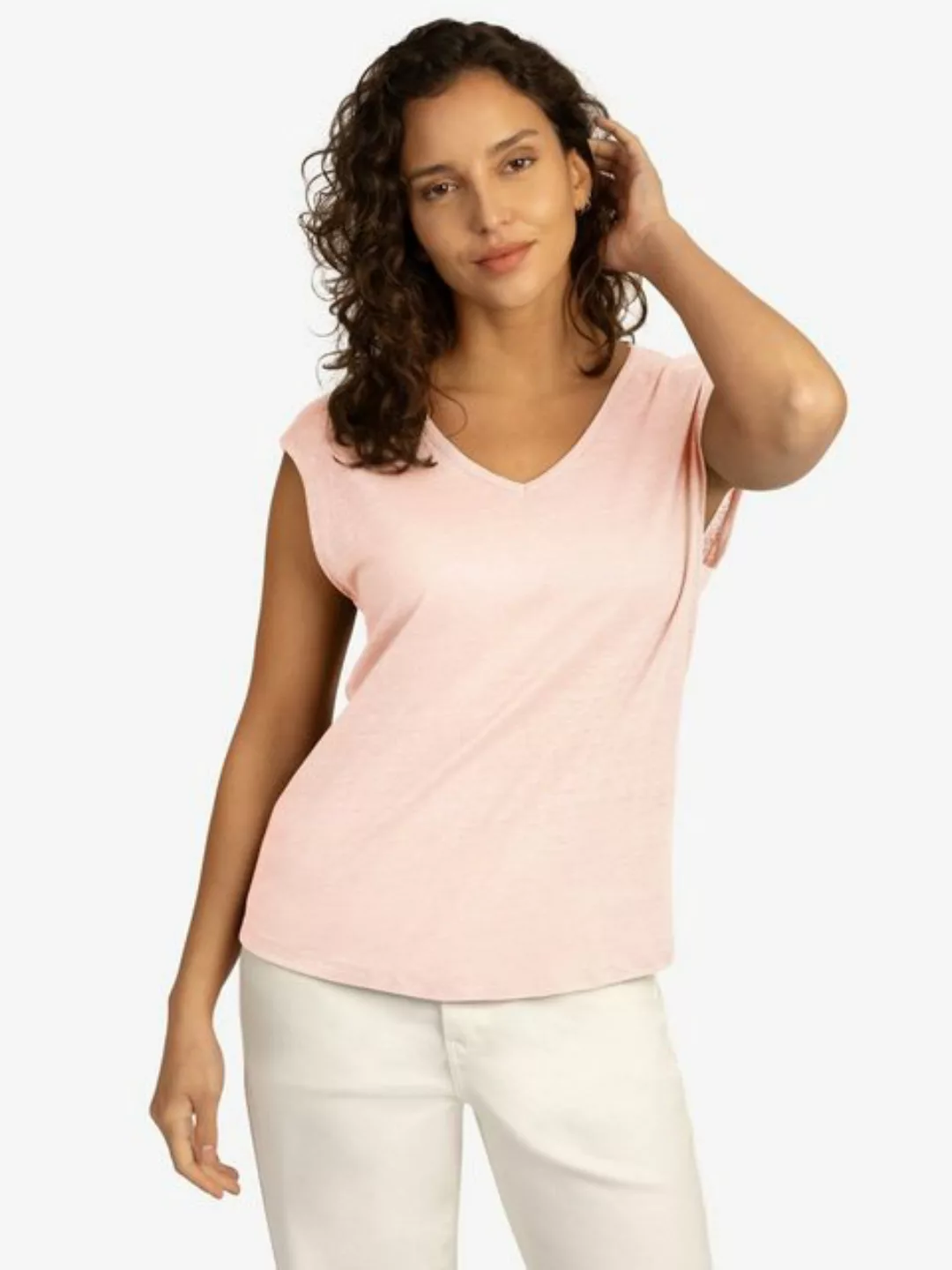mint & mia Shirtbluse aus hochwertigem Leinen Material mit V-Ausschnitt günstig online kaufen