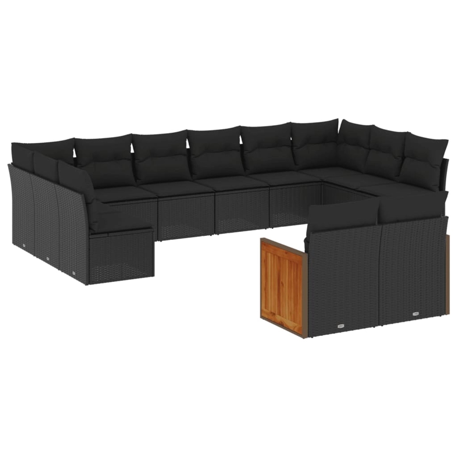 vidaXL 12-Tlg Garten-Sofagarnitur mit Kissen Schwarz Poly Rattan 3228120 günstig online kaufen