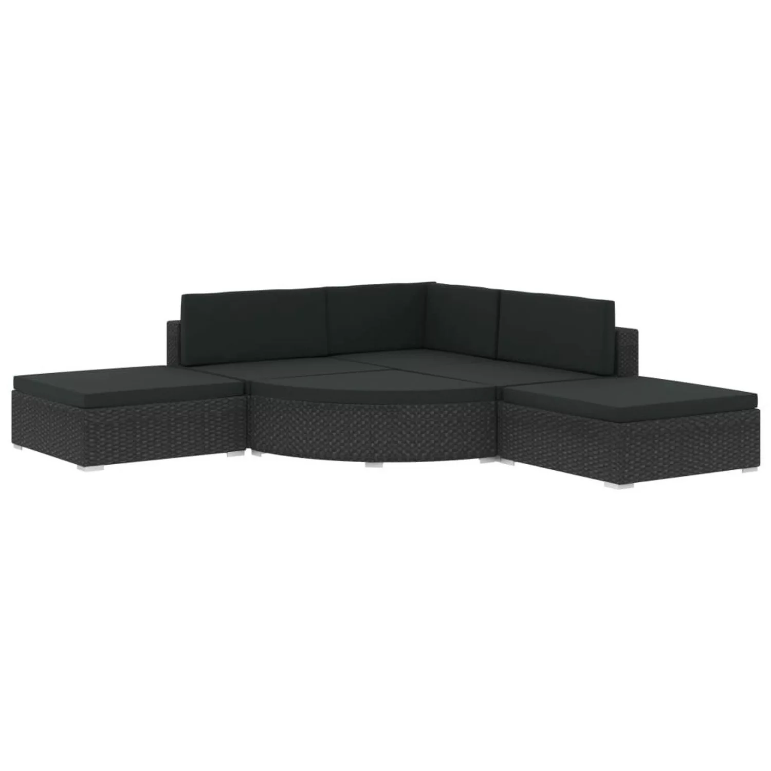 6-tlg. Garten-lounge-set Mit Auflagen Poly Rattan Schwarz günstig online kaufen