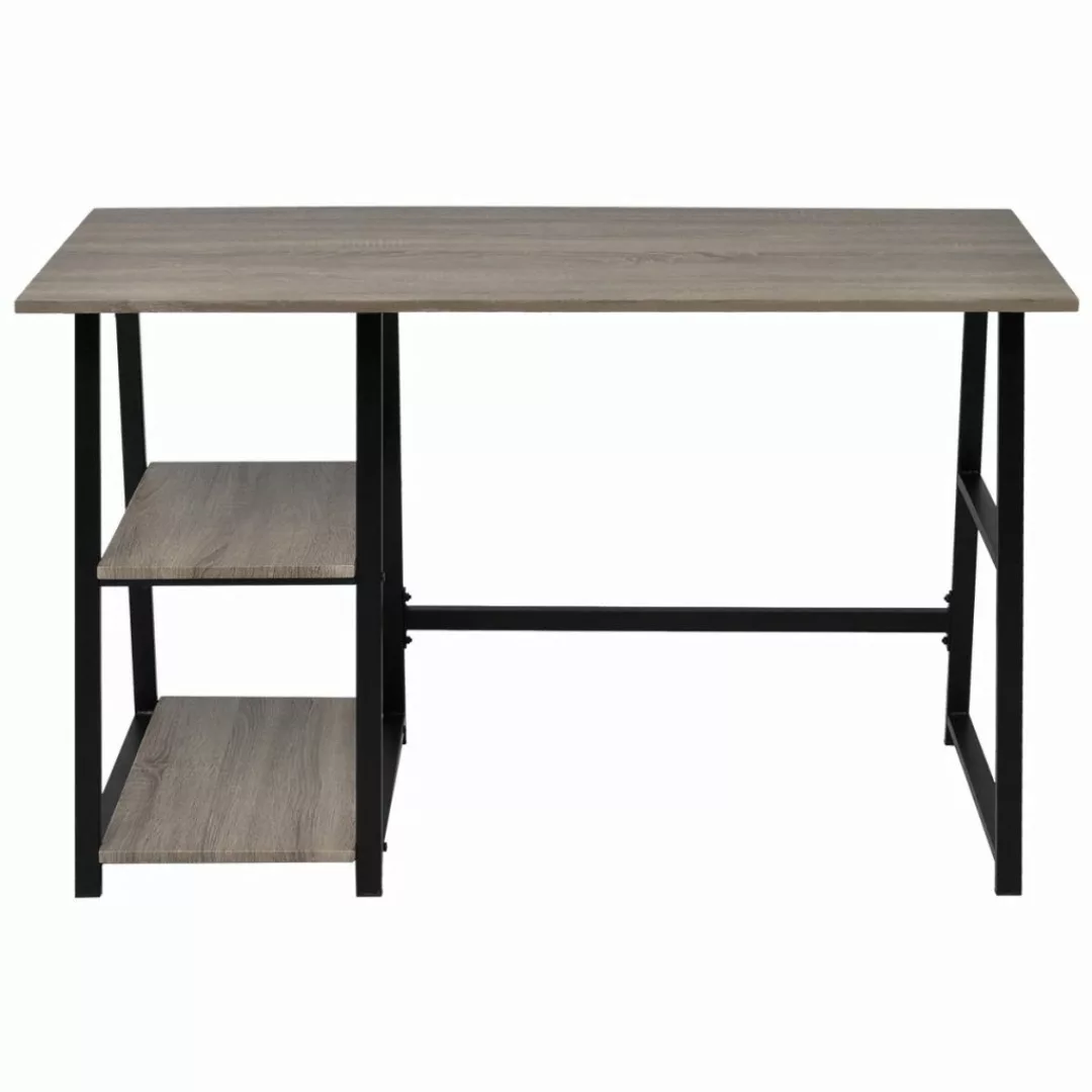 Schreibtisch Mit 2 Regalen Grau Und Eiche günstig online kaufen