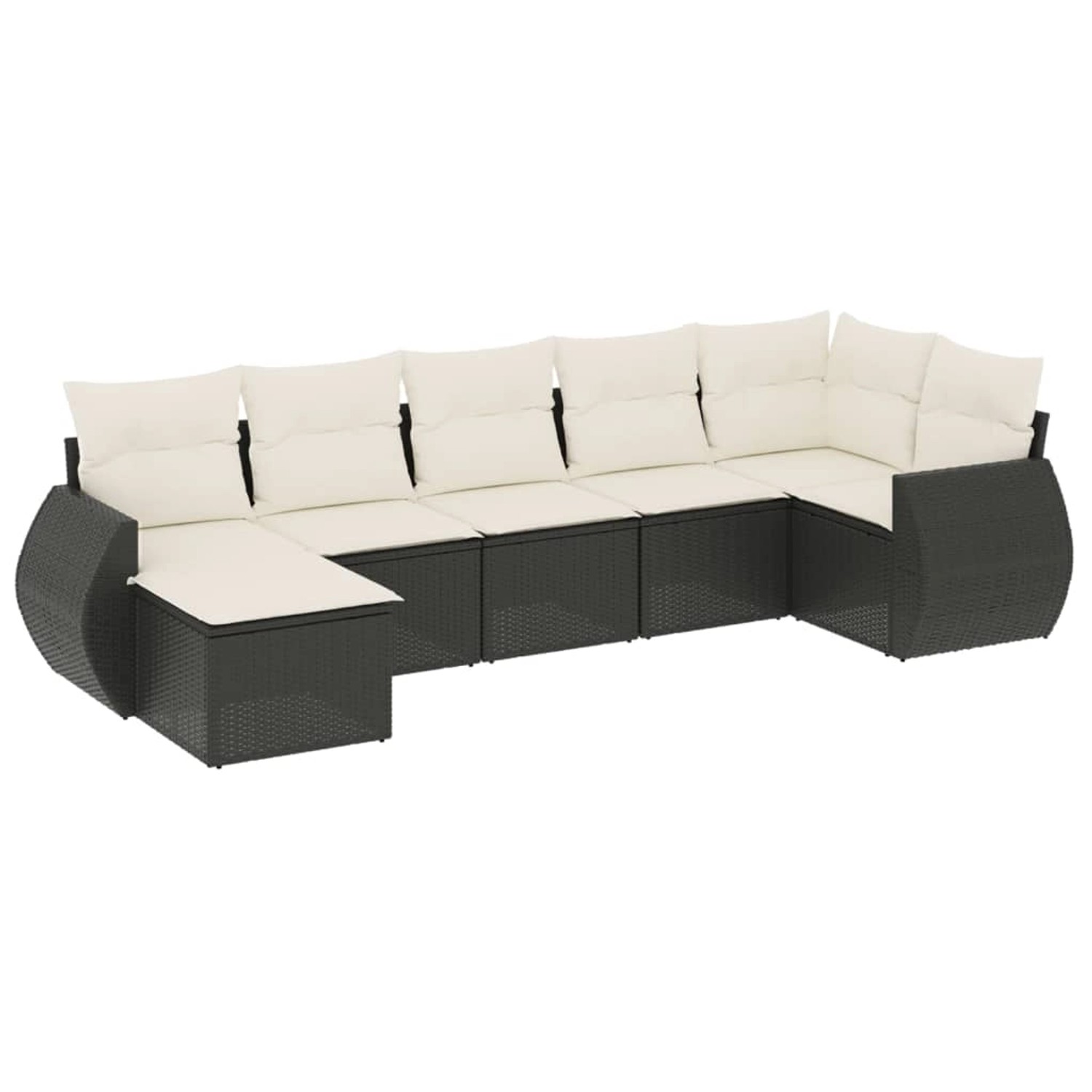 vidaXL 7-Tlg Garten-Sofagarnitur mit Kissen Schwarz Poly Rattan 3254013 günstig online kaufen