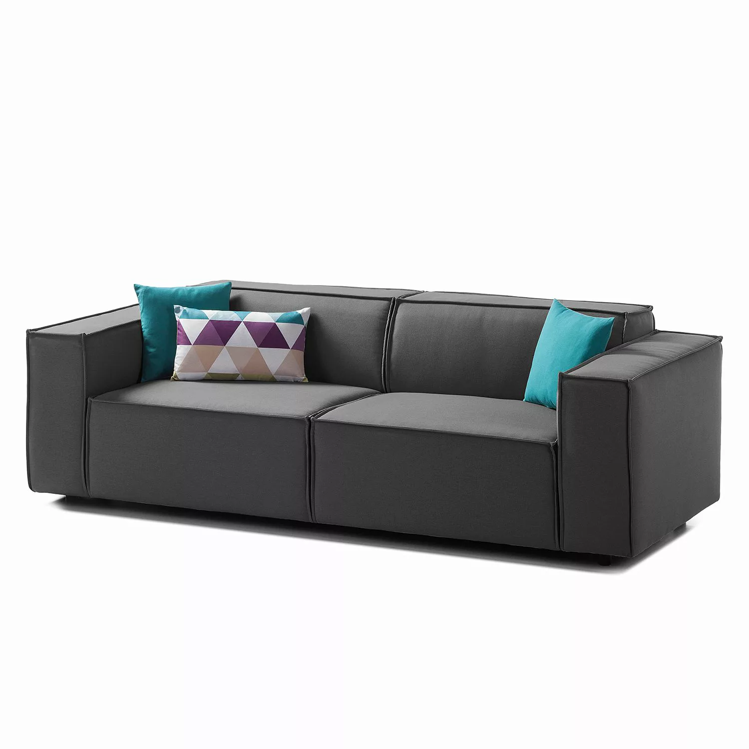 home24 Sofa Kinx 2,5-Sitzer Anthrazit Strukturstoff 223x72x96 cm (BxHxT) Mo günstig online kaufen