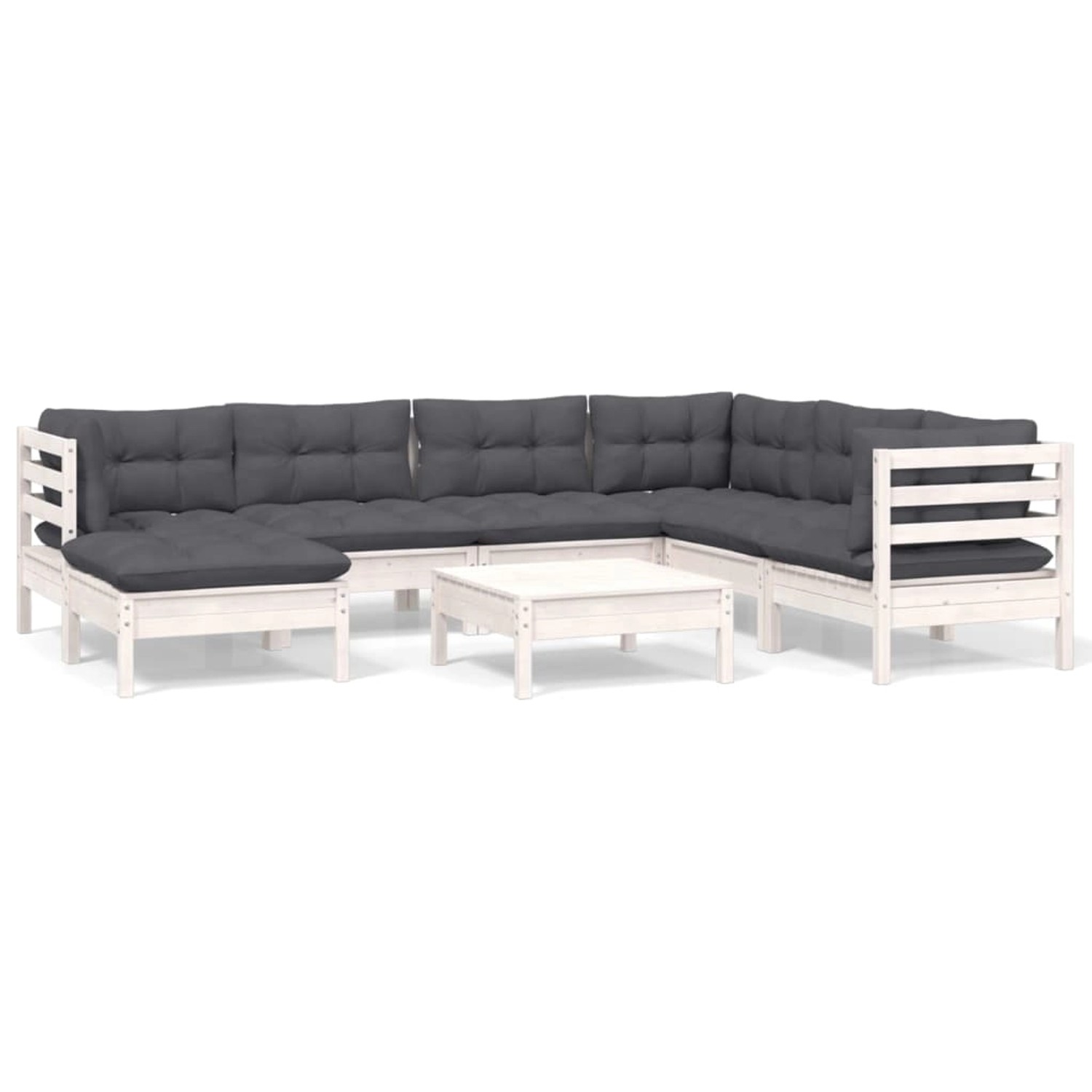 vidaXL 8-Tlg Garten-Lounge-Set mit Kissen Weiß Kiefer Massivholz 3096654 günstig online kaufen