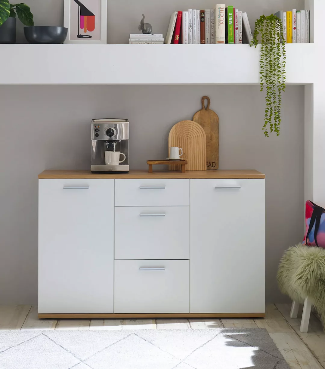 HBZ Kommode "BC1035 weiß matt, BxHxT 180x86x38 cm", Sideboard mit 3 Türen, günstig online kaufen