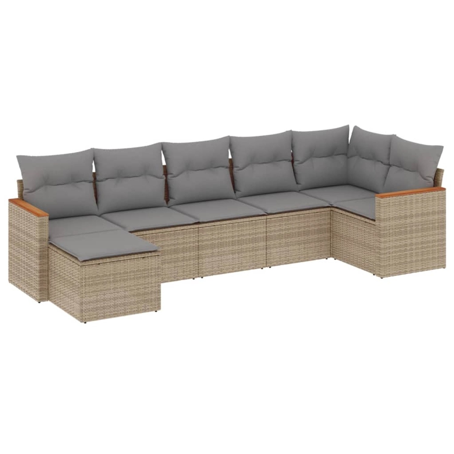 vidaXL 7-Tlg Garten-Sofagarnitur mit Kissen Beige Poly Rattan 3226192 günstig online kaufen