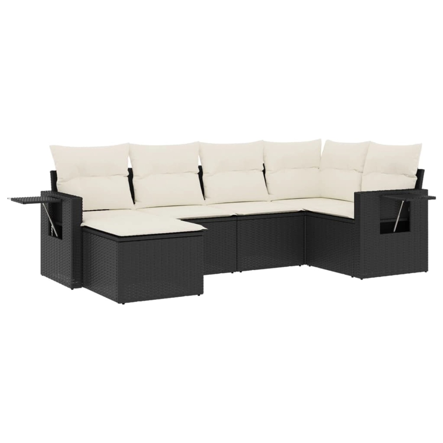 vidaXL 6-Tlg Garten-Sofagarnitur mit Kissen Schwarz Poly Rattan 3220455 günstig online kaufen